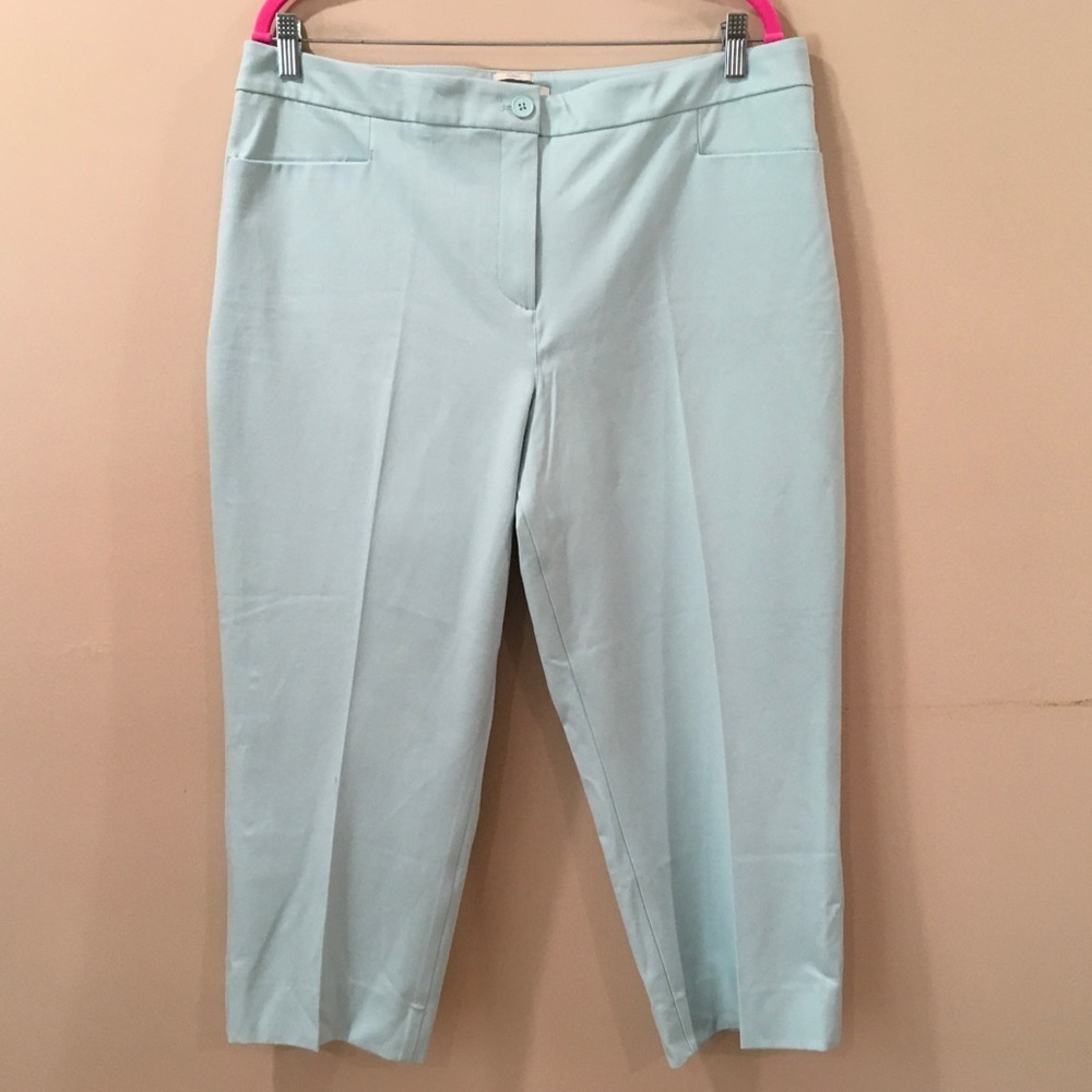 Talbots Women 16 Curvy Capri Pants Chino Light Blue Mid Rise Coastal Classic New